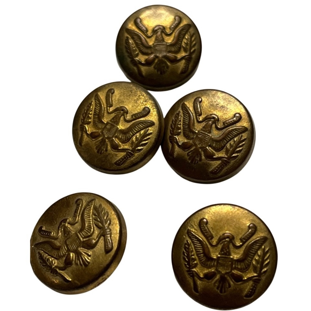 Vtg Gold Tone Metal Eagle Uniform Shank Buttons